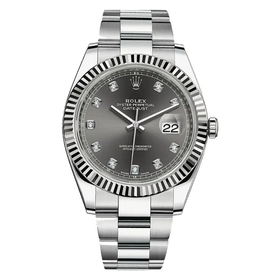 Rolex Datejust 41mm 126334 Stainless Steel Oyster Watch Slate Diamond Dial 2022