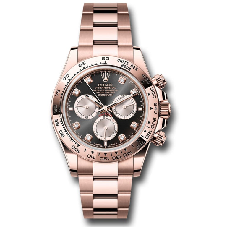 Rolex Rose Gold Cosmograph Daytona 126505-0002 Oyster Bracelet Watch Black And Sundust Diamond Dial