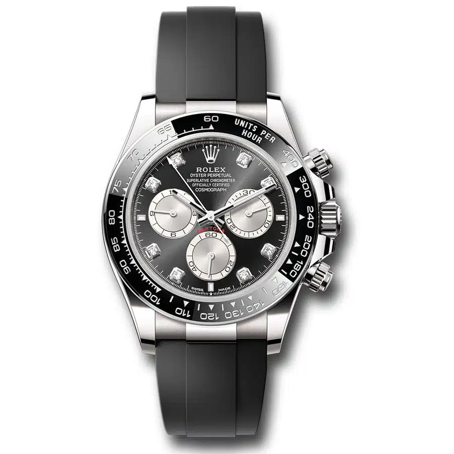 Rolex White Gold Cosmograph Daytona 126519LN Black Cerachrom Bezel Black Diamond Dial - Oysterflex Strap Watch 2024