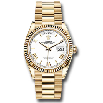 Rolex Day-Date 36mm 128238-0113 President Yellow Gold Watch White Roman Dial 2024