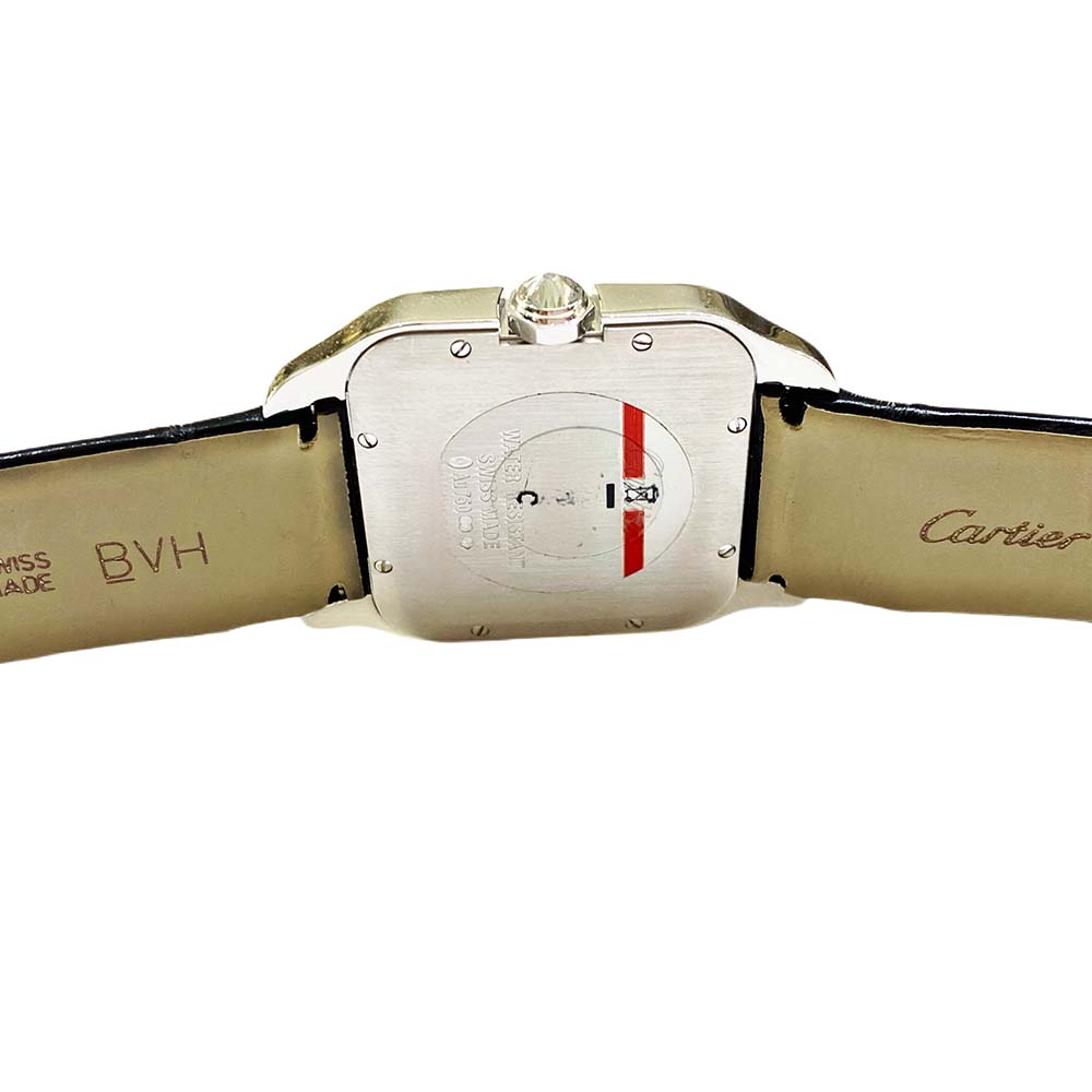 Cartier Santos Dumont Black WH100251 White Gold with Black Alligator Leather Watch