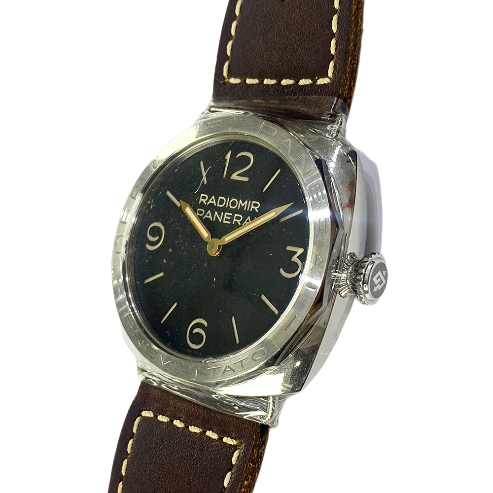 Panerai Radiomir PAM00685 47mm Stainless Steel with Brown Leather Watch Black Dial