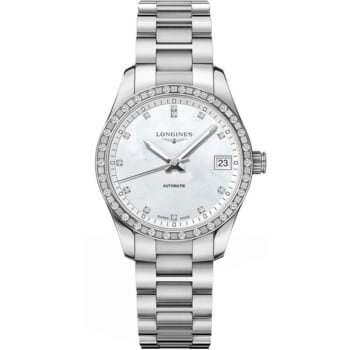 Longines Conquest Classic L2.385.0.87.6 34mm Stainless Steel with White MOP Dial Watch