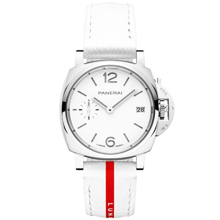Panerai Luminor Due Luna Rossa 38mm PAM01378 Stainless Steel with White Leather Watch White Dial 2024