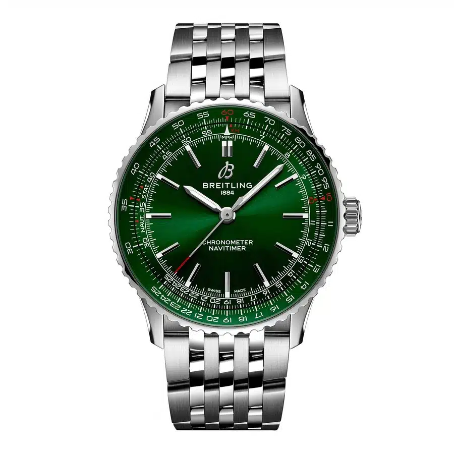 Breitling Navitimer 41mm A17329371L1A1 Stainless Steel Watch Green Dial 2024