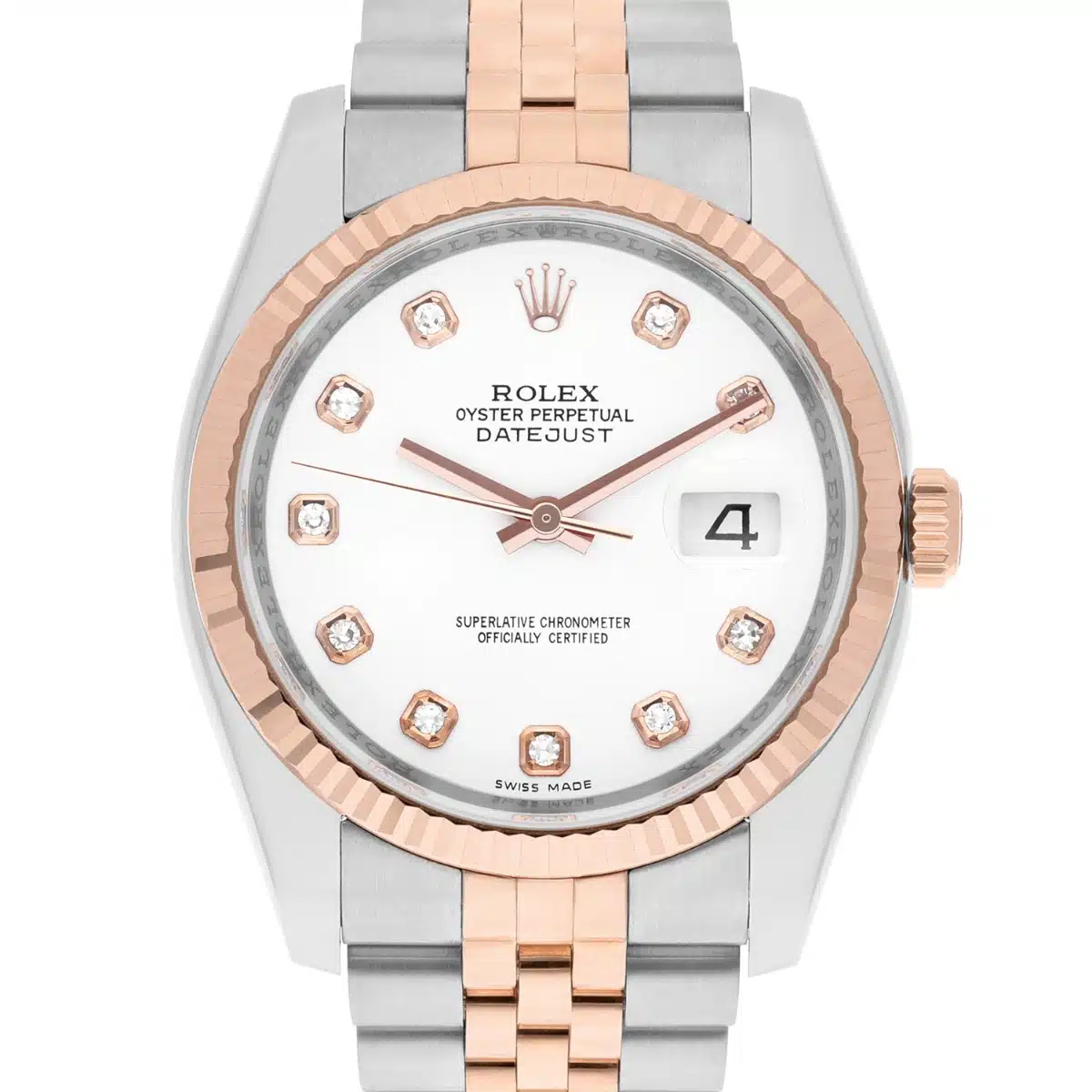 Rolex Datejust 36mm 116231-0060 White Diamond Dial Rose Gold & Stainless Steel Watch – image 2