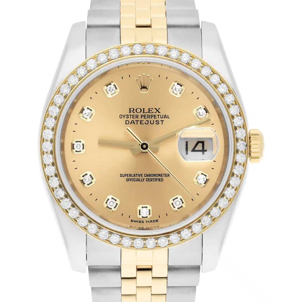 Rolex Datejust 36 Gold & Steel 116233 Watch Champagne Dial Jubilee Watch