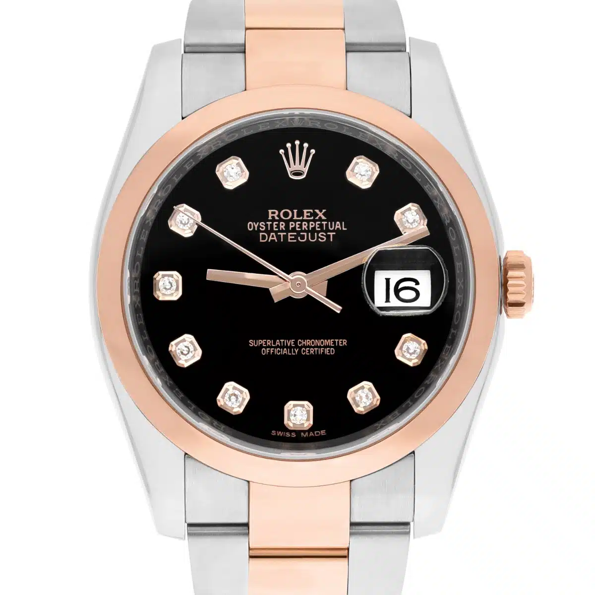 Rolex Datejust 36mm Black Diamond Dial Rose Gold/Stainless Steel 116201-0083 – image 10