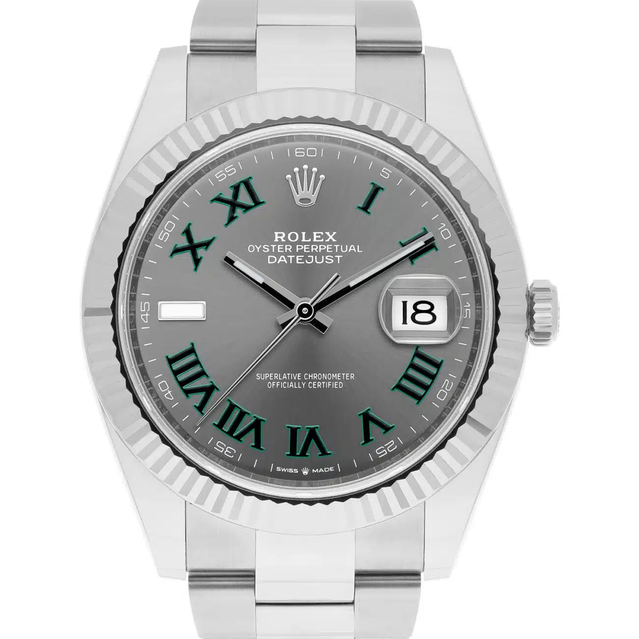 Rolex Datejust 126334 Stainless Steel 41mm Gray Wimbledon Dial Complete MINT