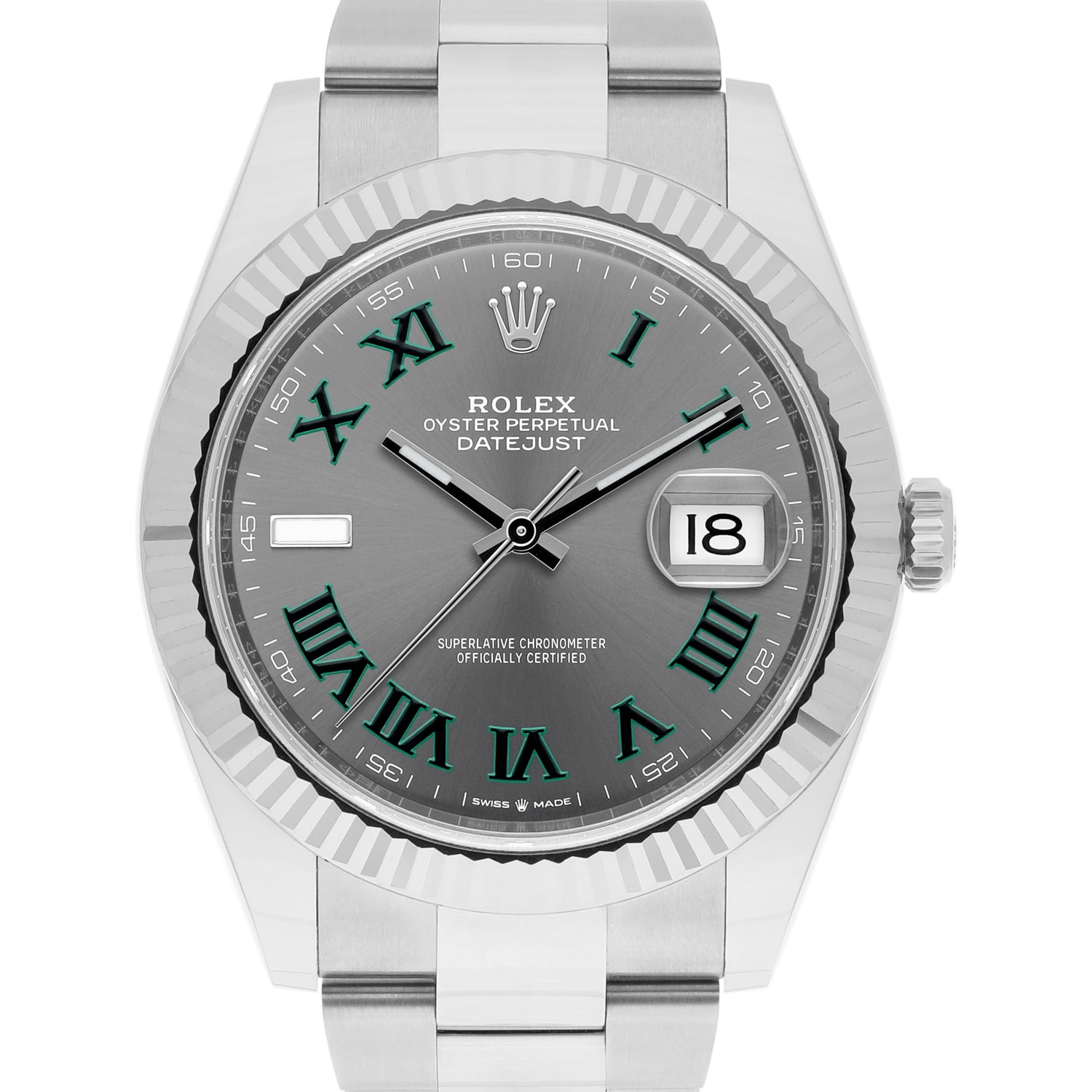 Rolex Datejust 126334 Stainless Steel 41mm Gray Wimbledon Dial Complete MINT