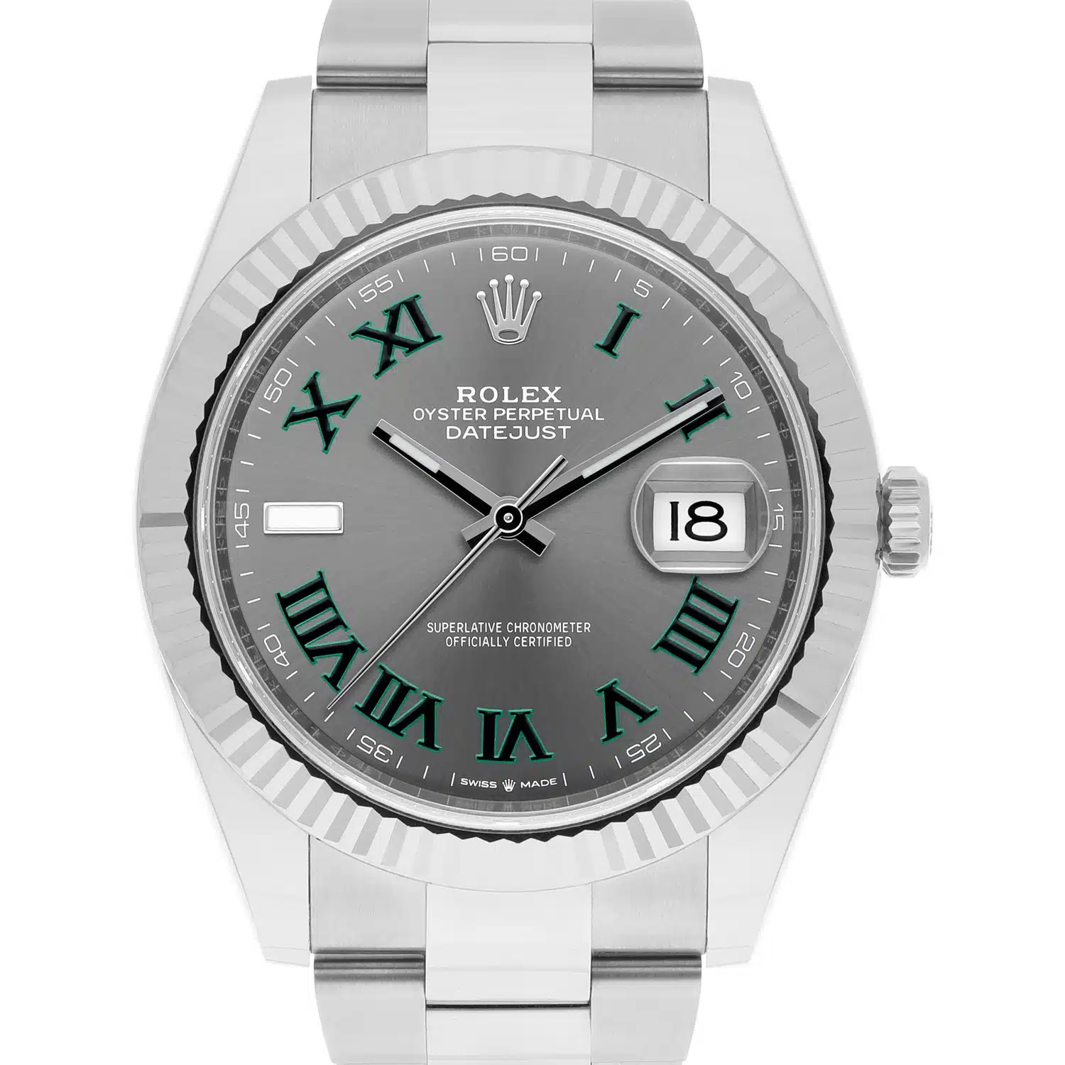 Rolex Datejust 126334 Stainless Steel 41mm Gray Wimbledon Dial Complete MINT