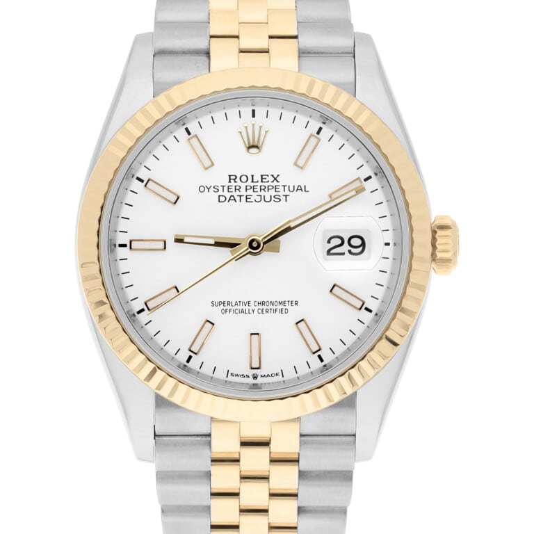 Rolex Datejust 36 18K Yellow Gold & Stainless Steel 126233 White Index Dial