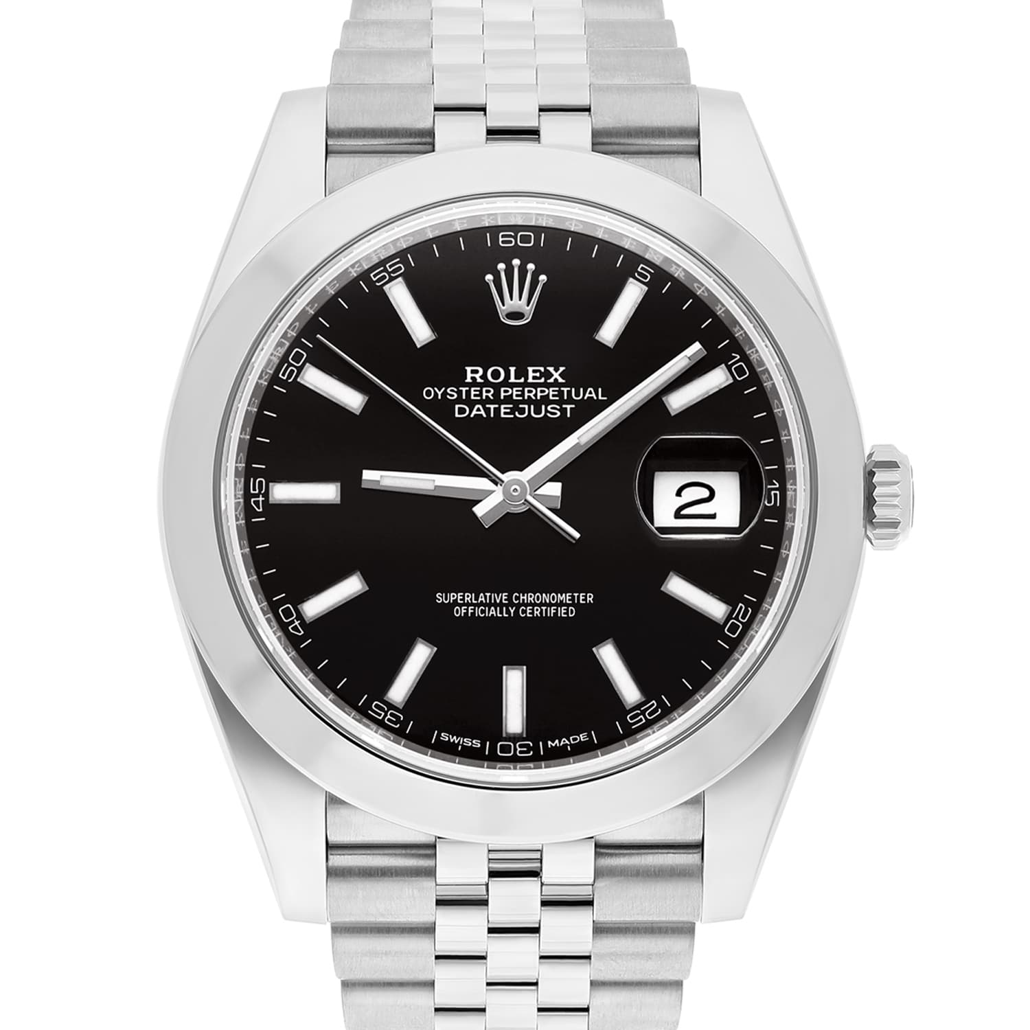 Rolex Datejust 41 Steel Black Index Dial Mens Watch Jubilee Band 126300