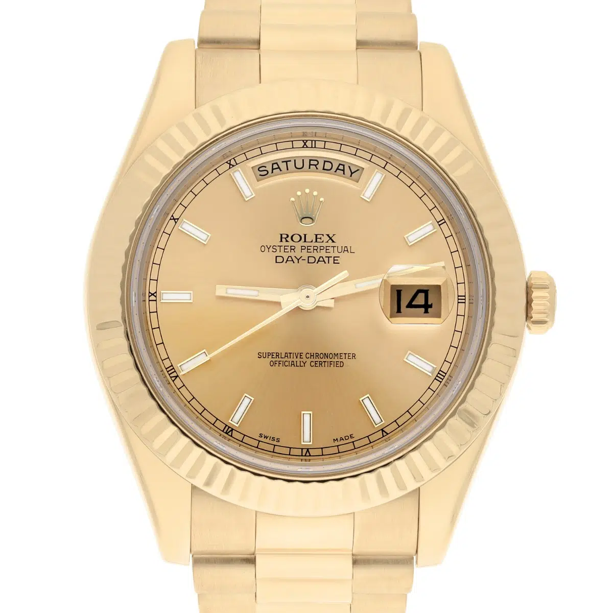 Rolex Day-Date II 41mm 218238 Champagne Index Dial Presidential Watch – image 2