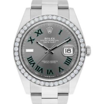 Rolex Datejust 126334 Stainless Steel 41mm Gray Wimbledon Dial Diamond Bezel