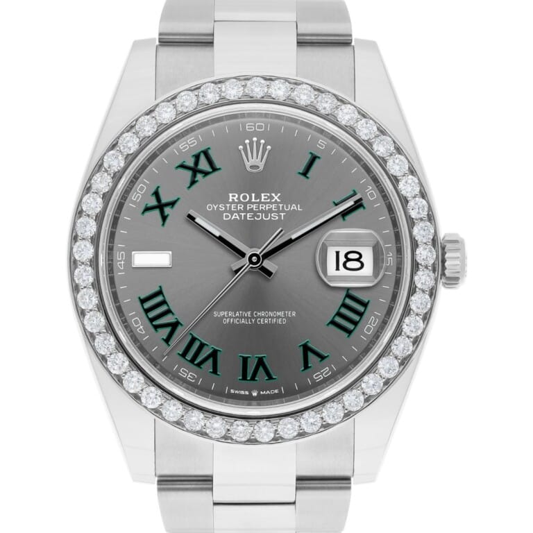Rolex Datejust 126334 Stainless Steel 41mm Gray Wimbledon Dial Diamond Bezel