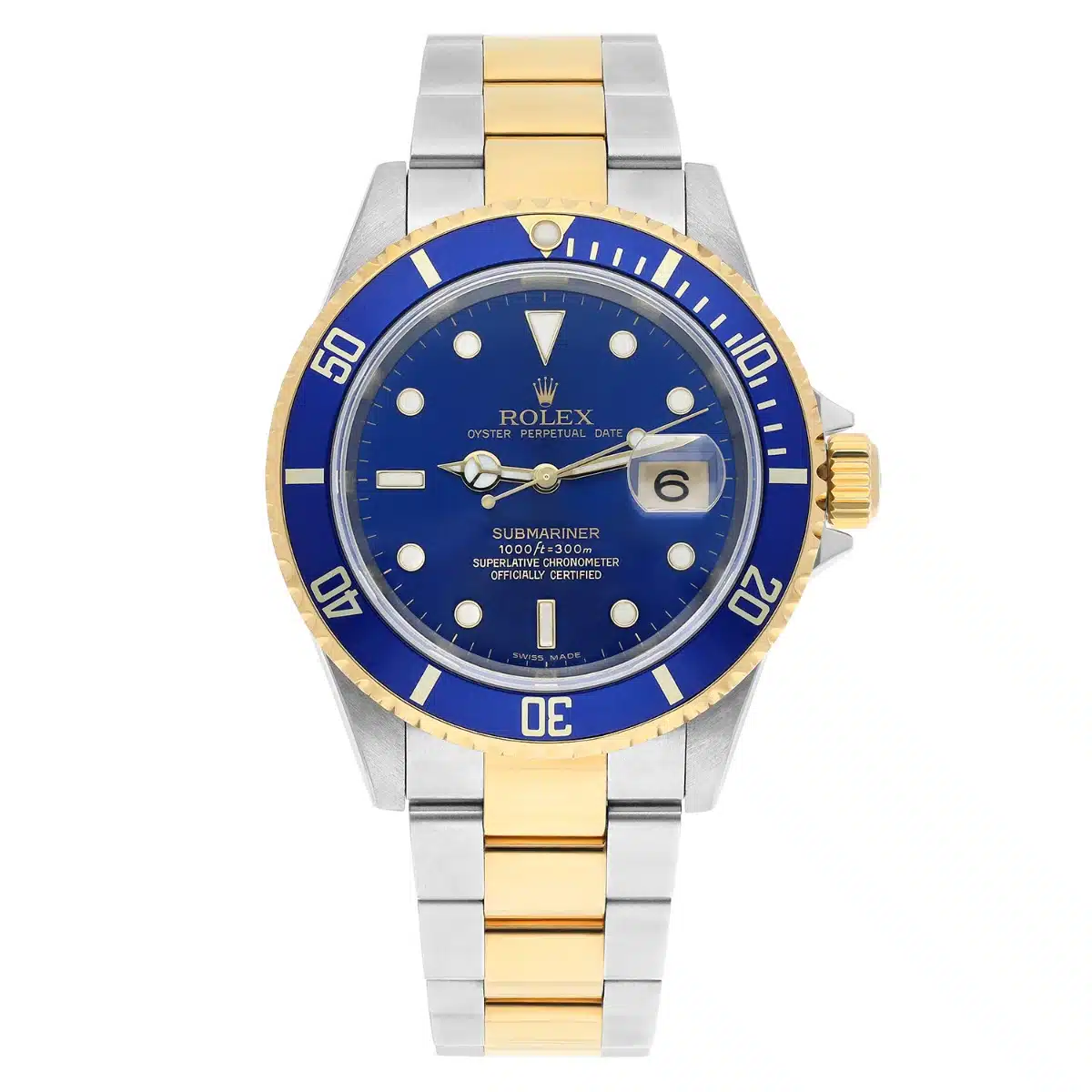 Rolex Submariner 18k Yellow Gold/Steel Blue Dial Mens Watch 16613 Circa 2005 – image 2