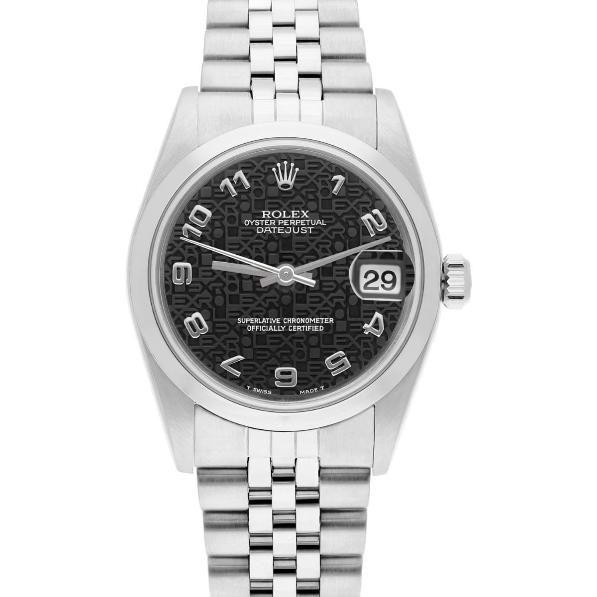 Rolex Datejust 31mm 78240 Black Arabic Dial Stainless Steel Watch Circa 2000