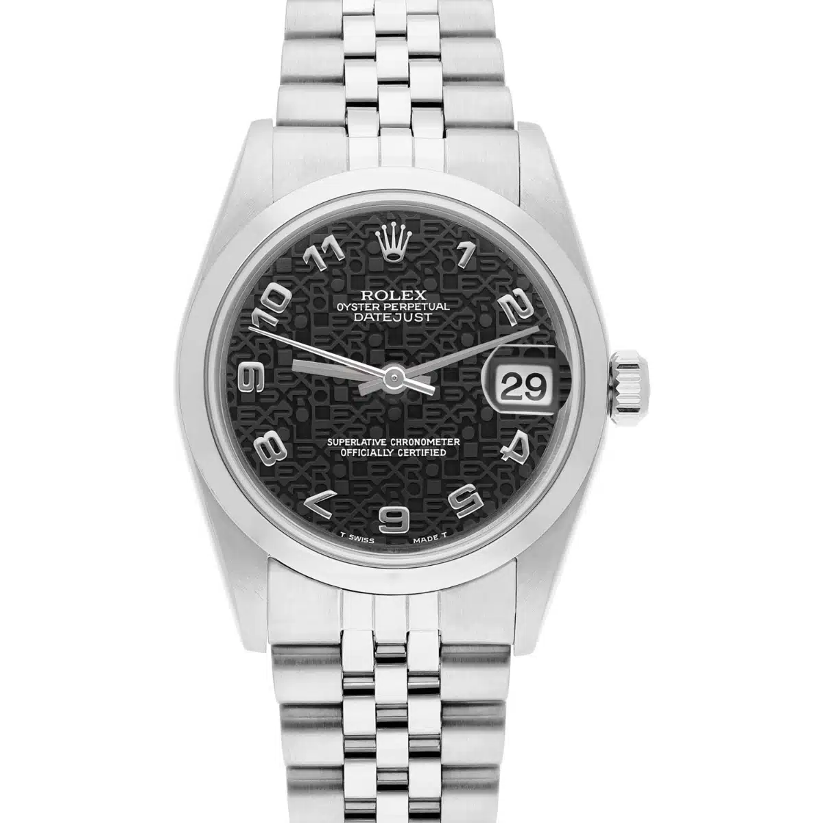 Rolex Datejust 31mm 78240 Black Arabic Dial Stainless Steel Watch Circa 2000