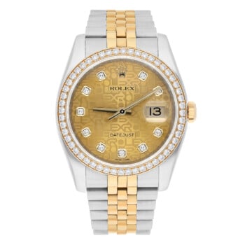 Rolex Datejust 116243 36mm Yellow Gold & Steel Champagne Jubilee Diamond Dial