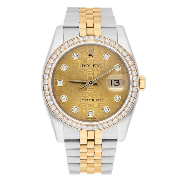 Rolex Datejust 116243 36mm Yellow Gold & Steel Champagne Jubilee Diamond Dial