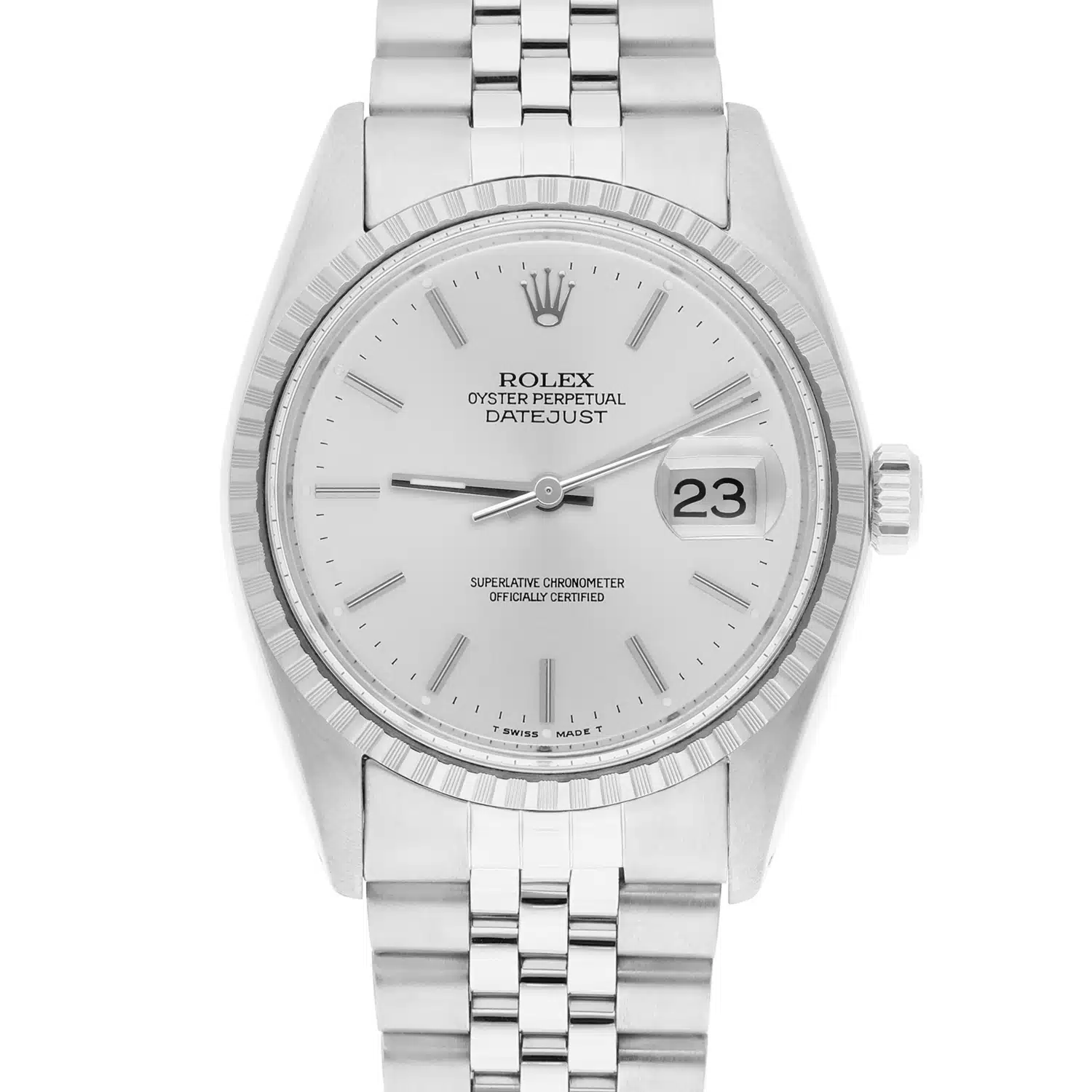 Rolex Datejust 36mm Stainless Steel 16030 Silver RT Index Dial, Circa 1979