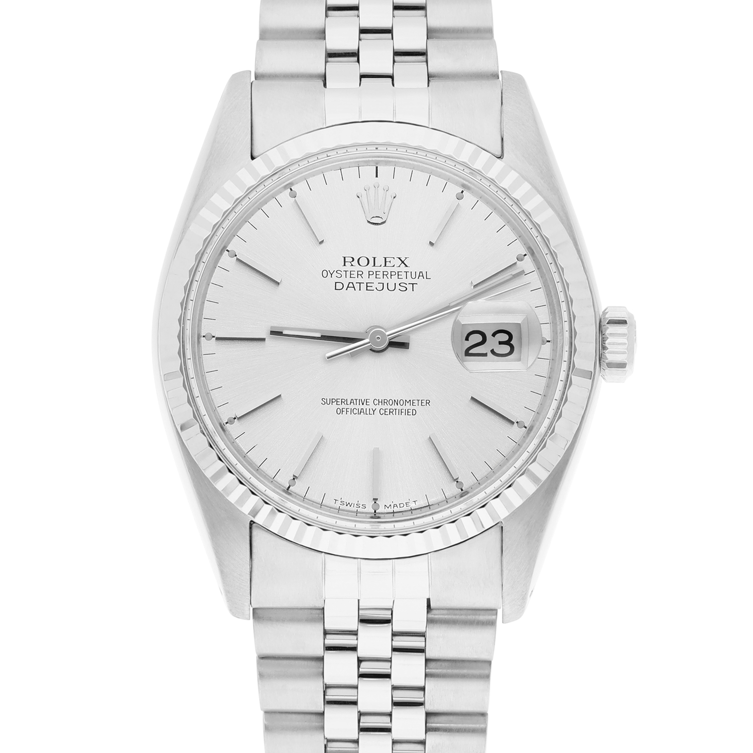 Rolex Datejust 36 Stainless Steel 16014 Silver Index Dial Circa 1979