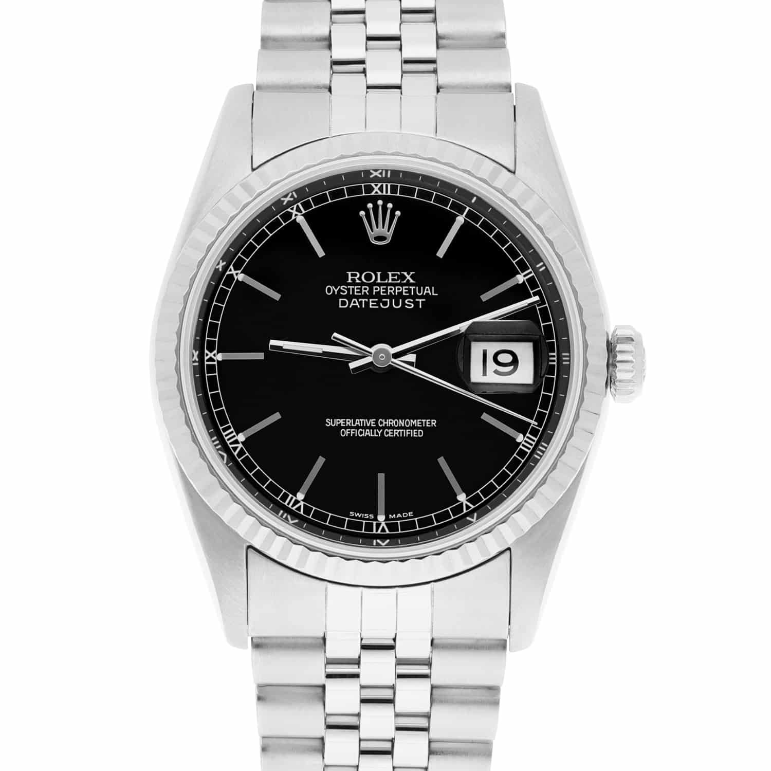 Rolex Datejust 36mm Stainless Steel 16234 Black Index Dial, Jubilee Circa 2000