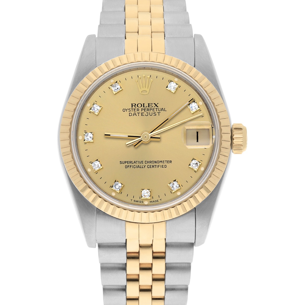 Rolex Datejust 31mm 68273 Champagne Diamond Dial Stainless Steel/Yellow Gold Watch Circa 1995
