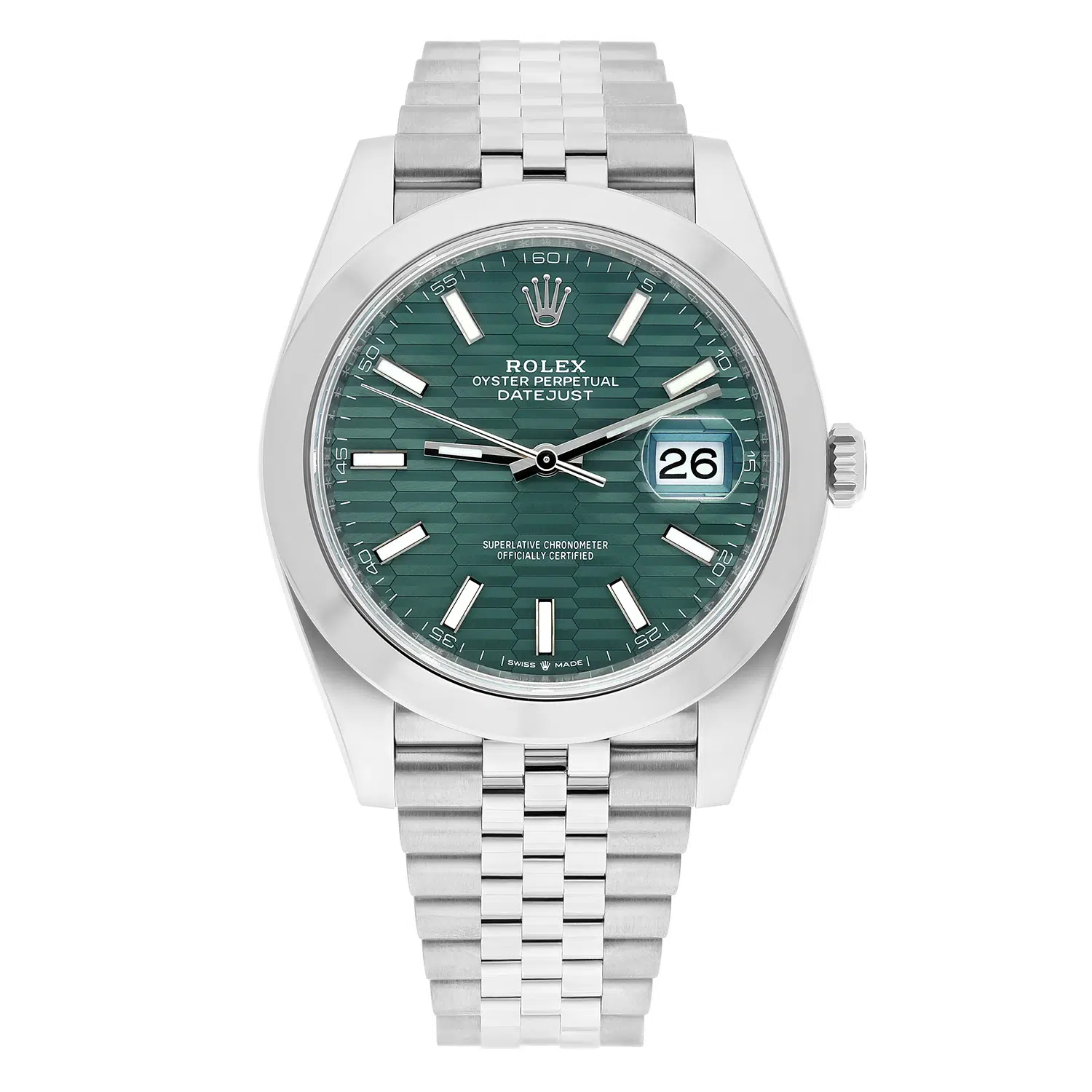 Rolex Datejust 41 126300-0022 Steel Green Motif Index Dial Mens Jubilee Watch Unworn – image 2