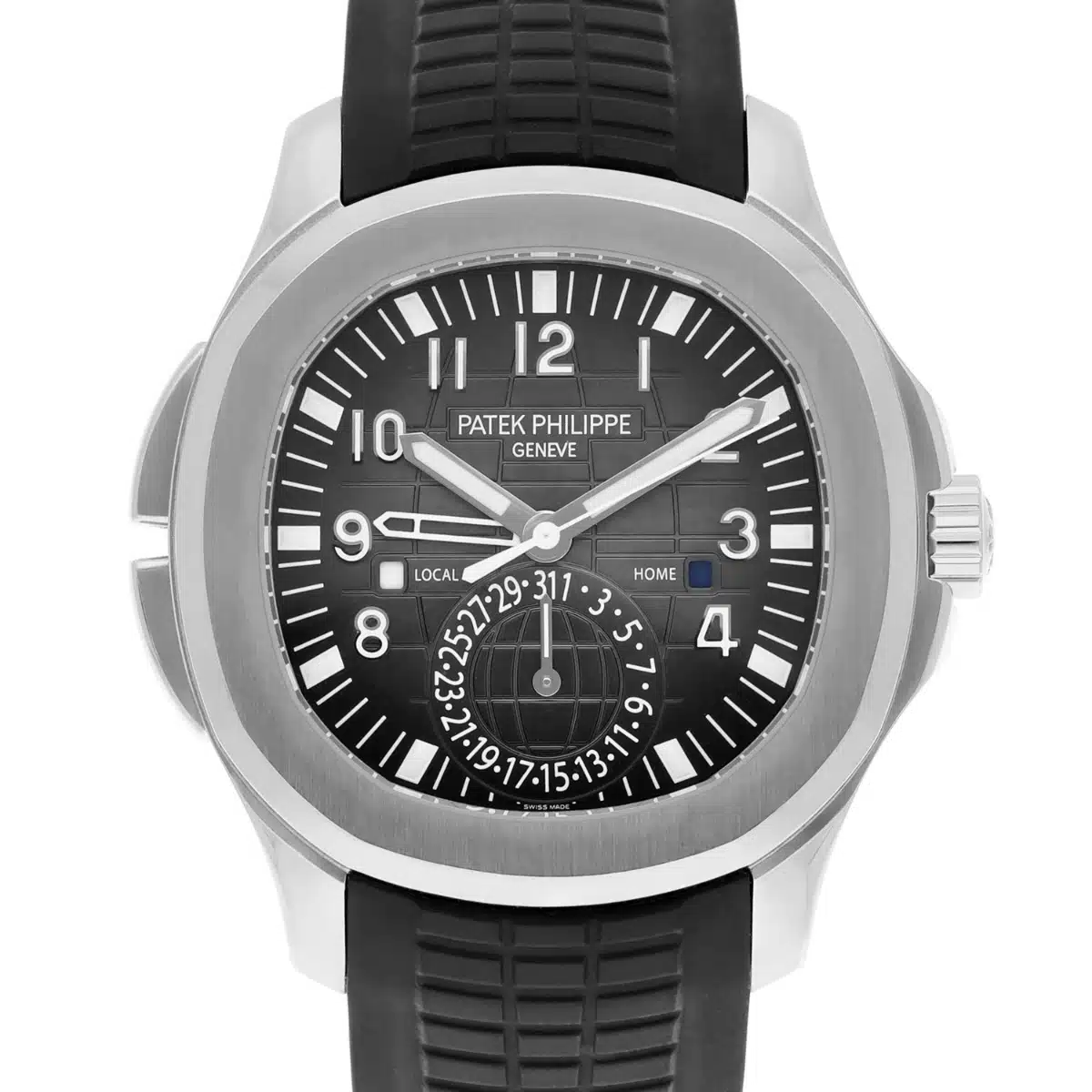Patek Philippe Aquanaut Travel Time 5164A-001 stainless steel watch, dial detail