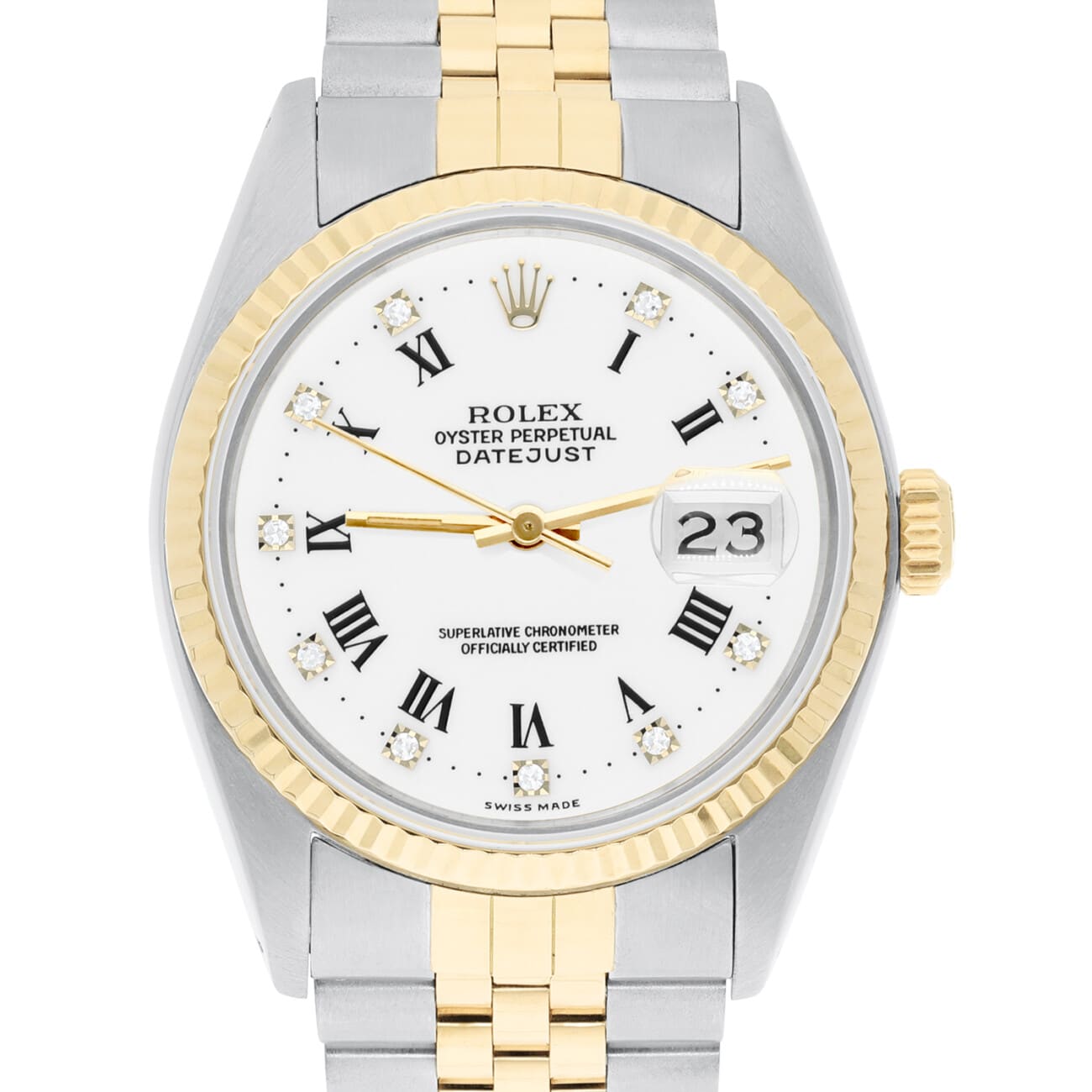 Rolex Datejust 36mm Two Tone White Diamond Dial Jubilee 16233 Circa 1990