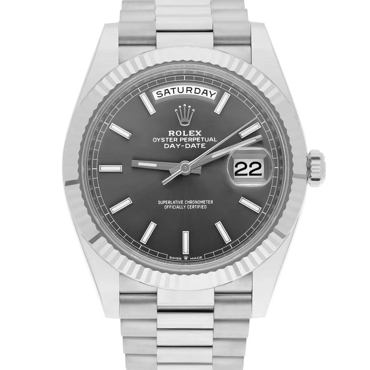 Rolex Day-Date 40 228239 White Gold Grey Slate Dial Presidential UNWORN