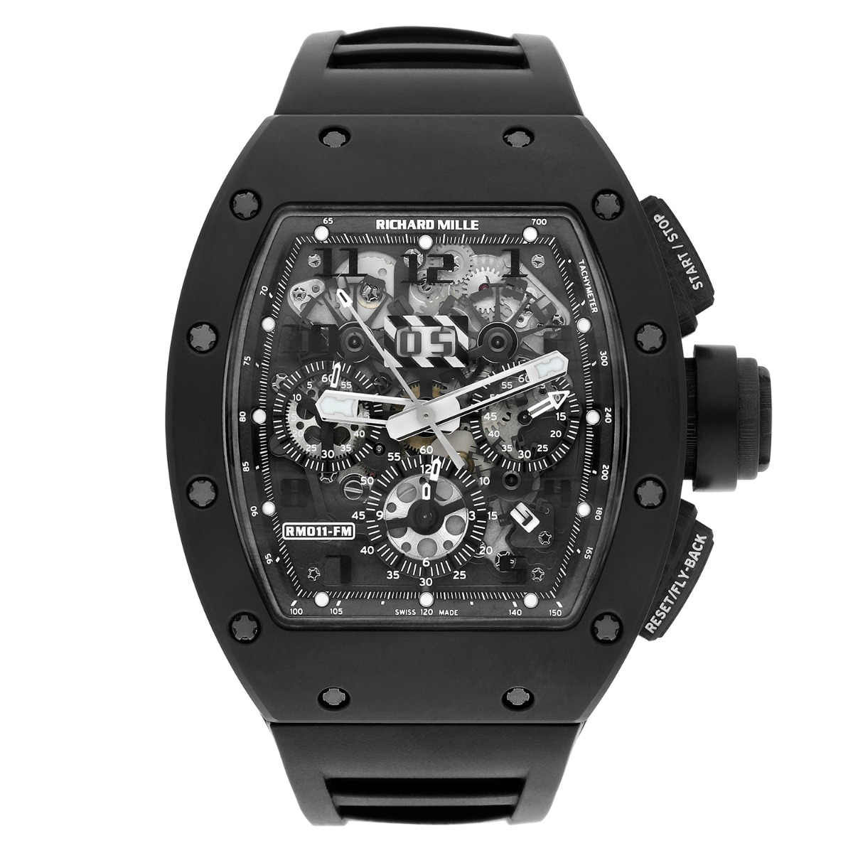 Richard Mille RM 011 Black Phantom PVD Ceramic Carbon Rubber Watch Complete