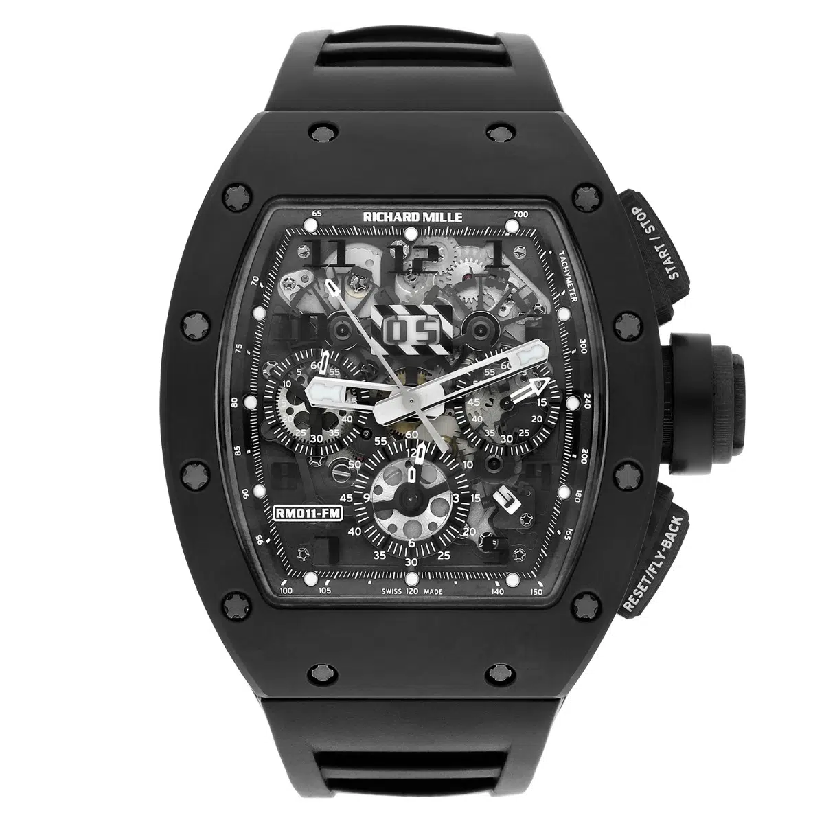 Richard Mille RM 011 Black Phantom PVD Ceramic Carbon Rubber Watch Complete – image 2