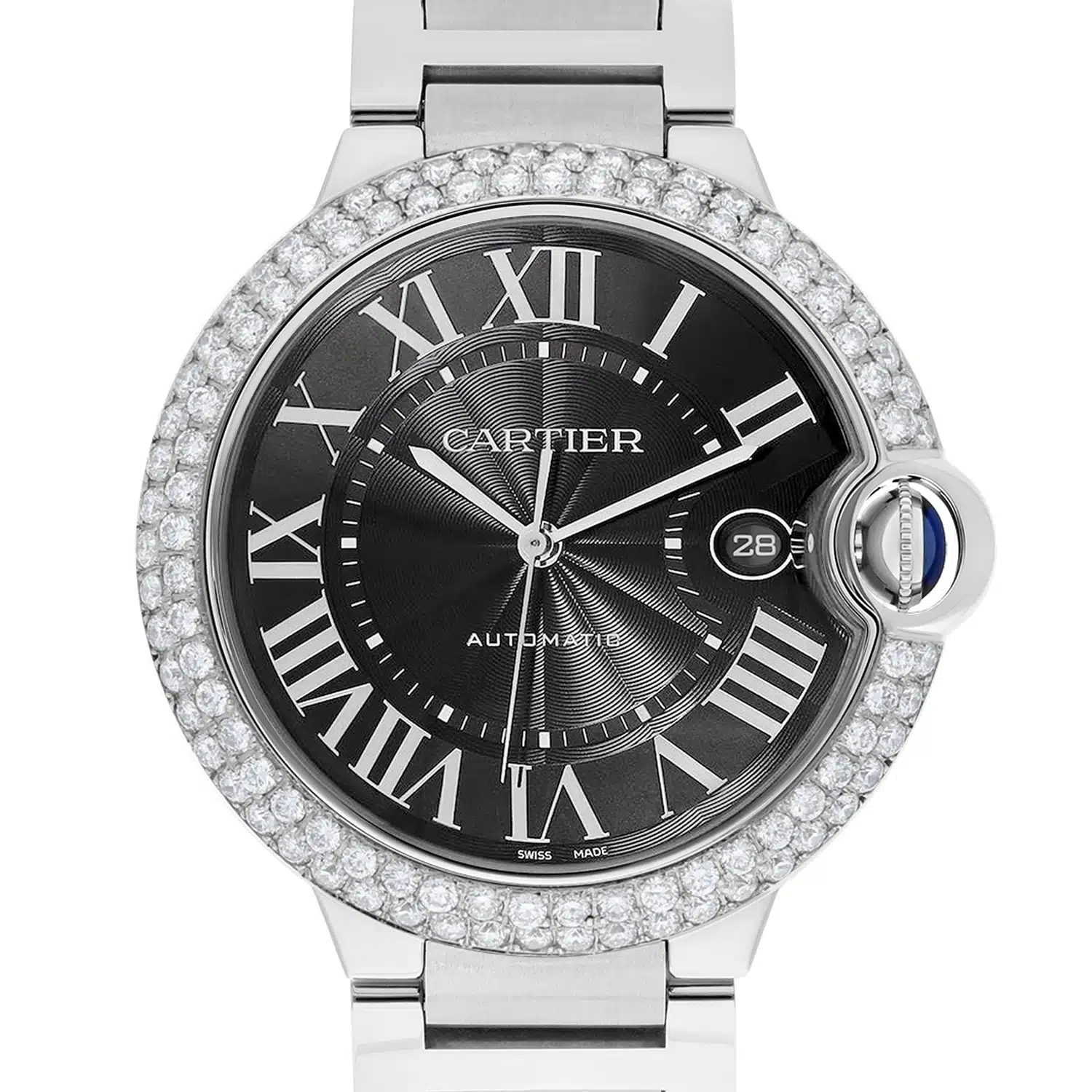 Cartier Ballon Bleu W6920042 Automatic Grey Dial Stainless Steel Diamond Watch