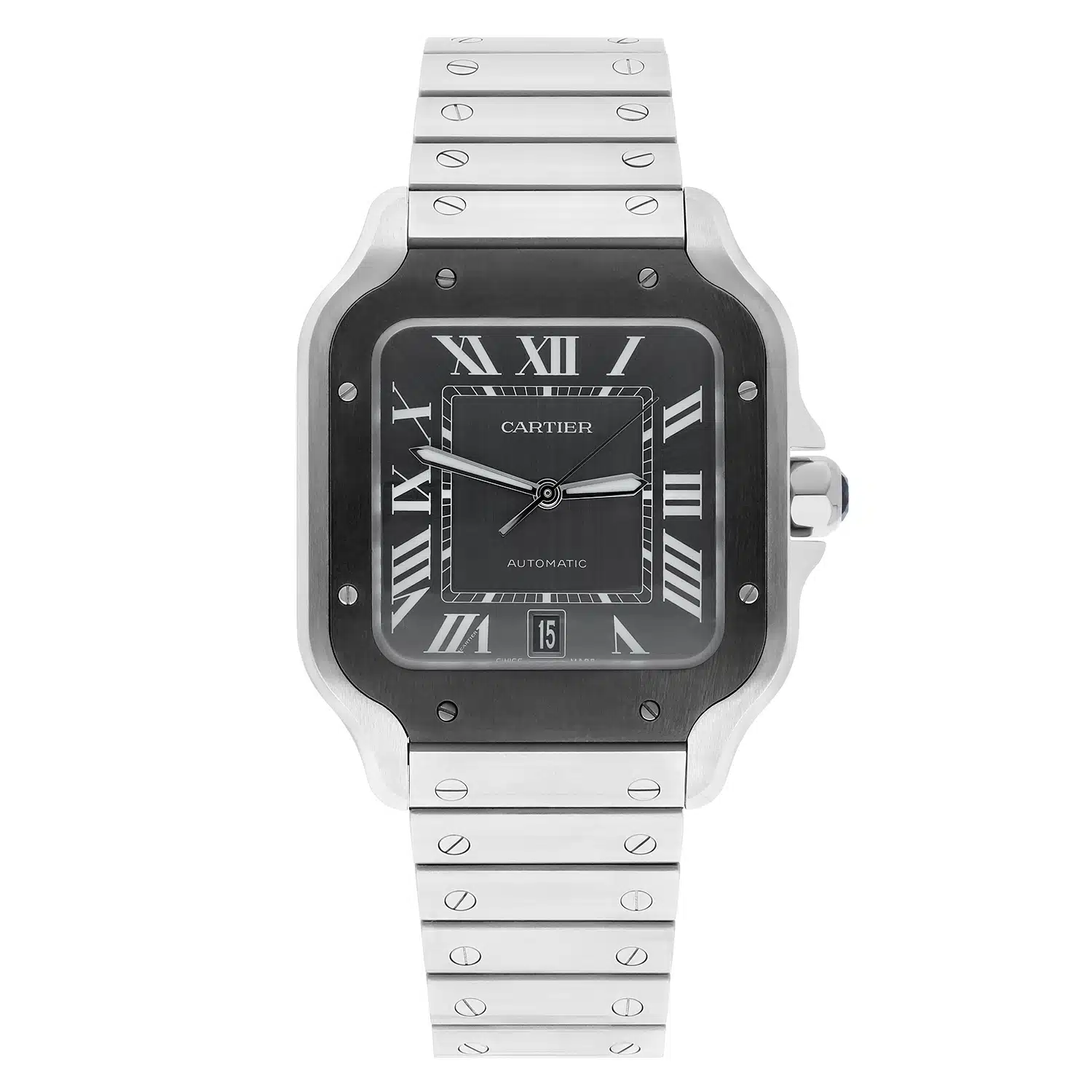 Cartier Santos de Cartier Automatic Steel Grey Dial Mens Bracelet Watch WSSA0037 – image 2
