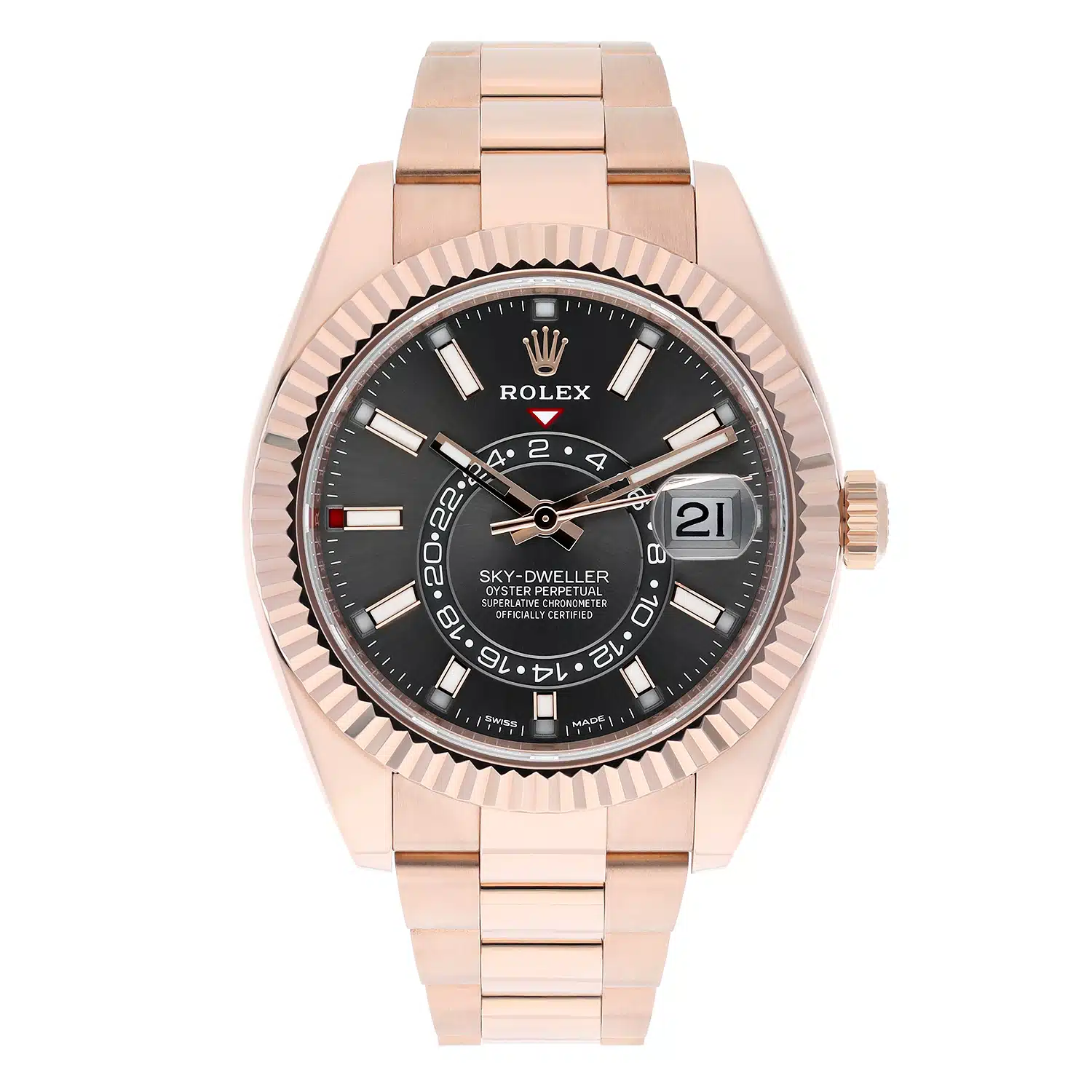 Rolex Sky-Dweller 42mm Everose Gold Watch Rhodium Dial Oyster Bracelet 326935 – image 2