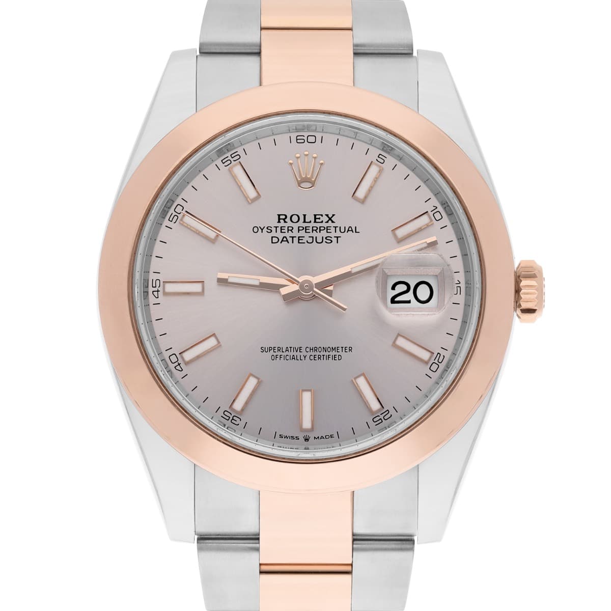 Rolex Datejust 41mm Steel/Everose Gold Mens Watch 126301-0009 Sundust Index Oyster