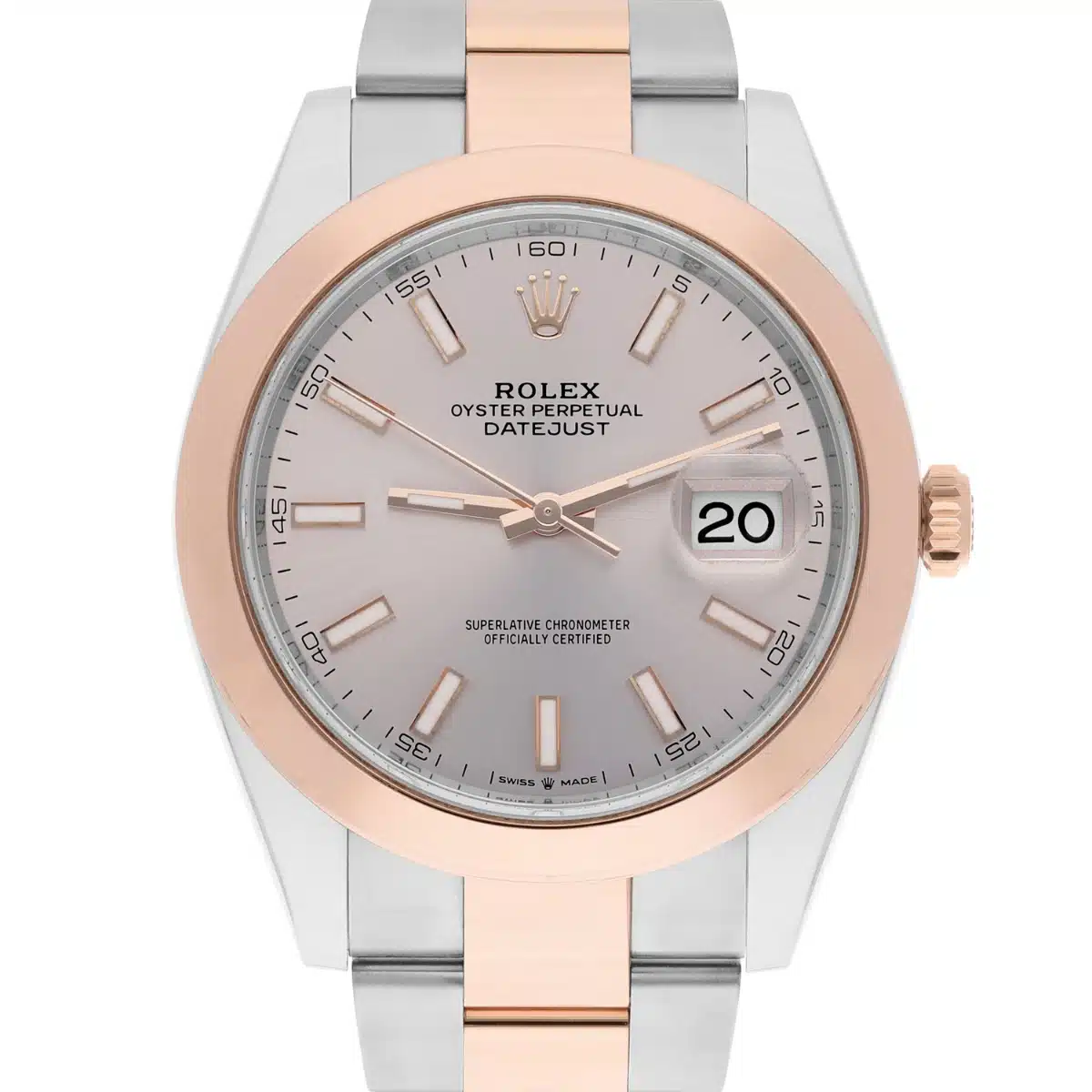 Rolex Datejust 41mm Steel/Everose Gold Mens Watch 126301-0009 Sundust Index Oyster – image 2