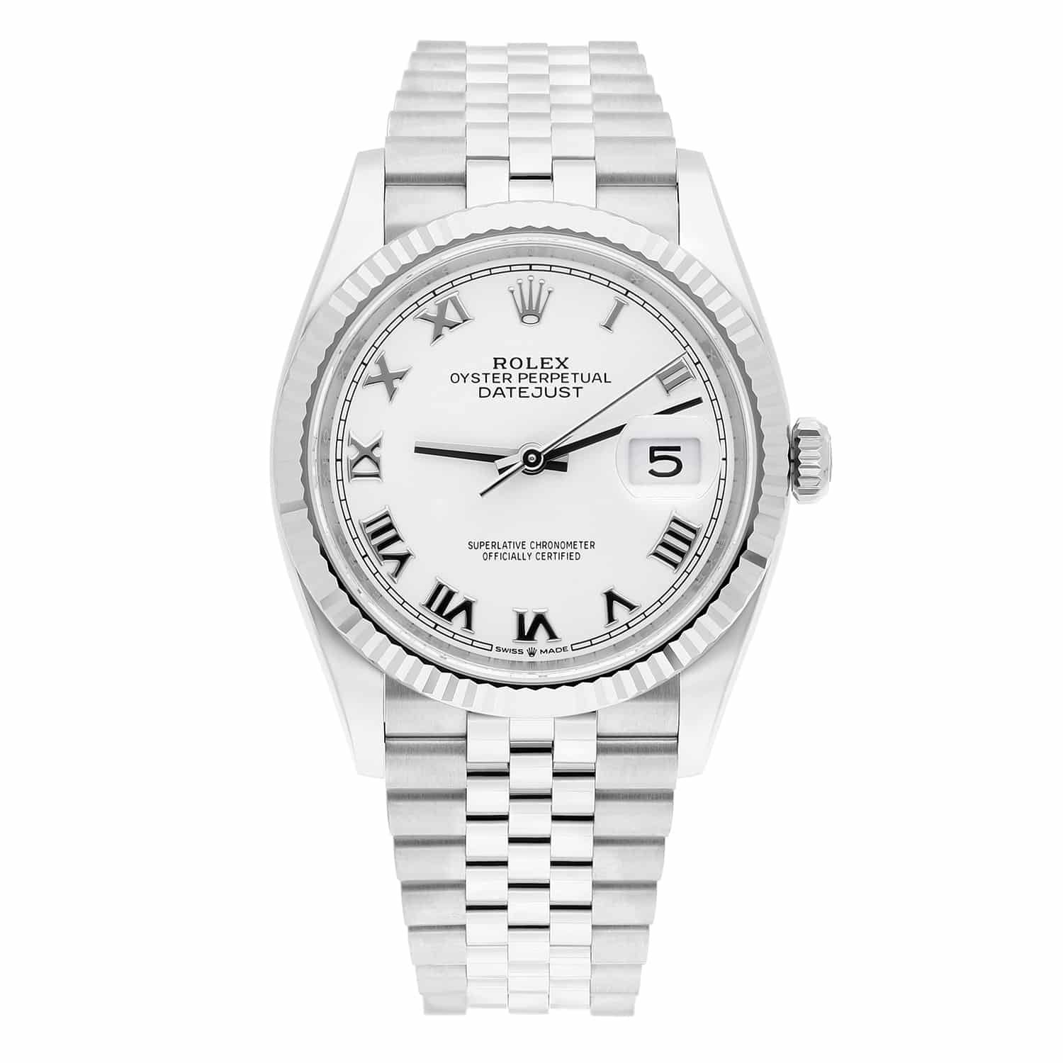 Rolex Datejust 126234 Steel 36mm White Roman Dial Jubilee Bracelet 2023 Complete