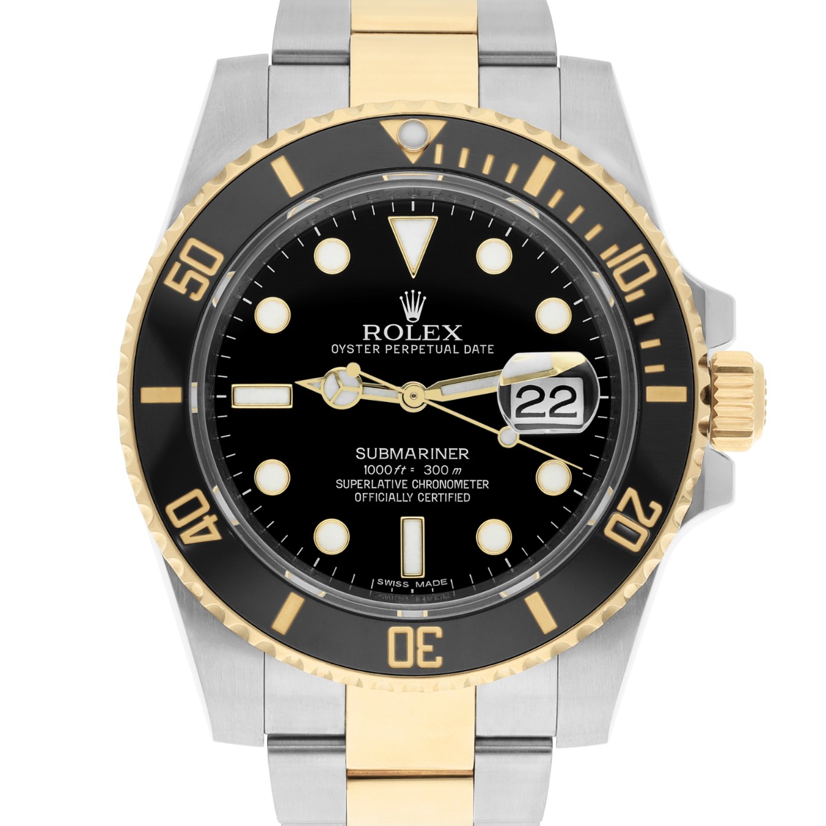 Rolex Submariner Date 116613LN Black Dial 18k Gold/Steel Ceramic Watch Complete