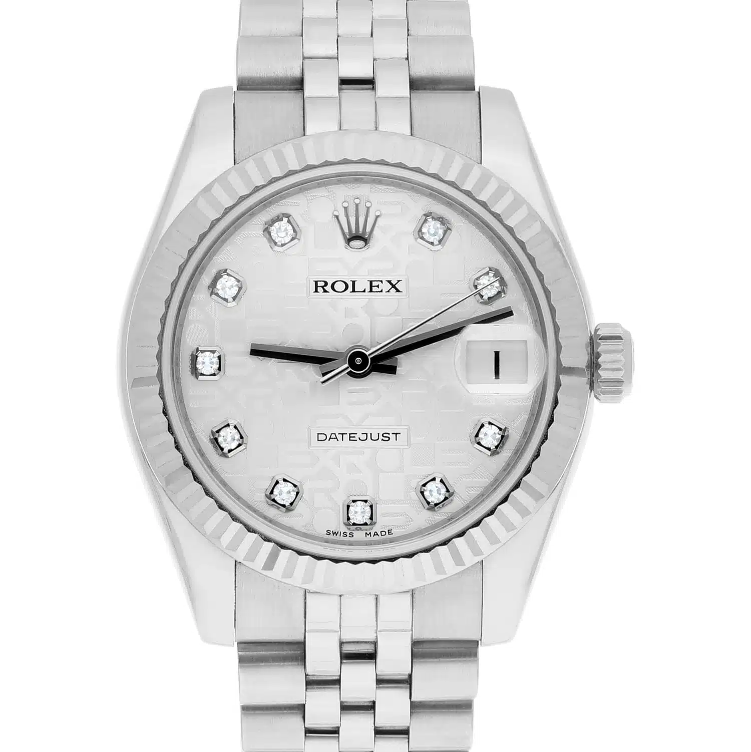 Rolex Datejust 31mm 178274 Silver Logo Jubilee Diamond Dial Complete Watch