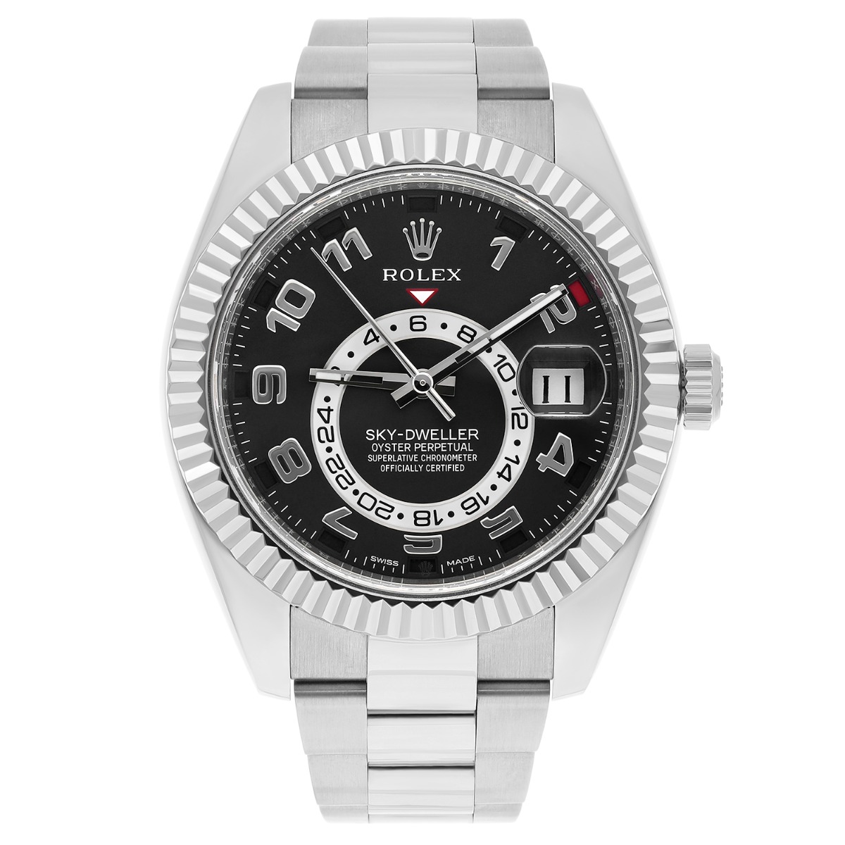 Rolex Sky Dweller 326939 18k White Gold Black Arabic Dial 42mm Watch