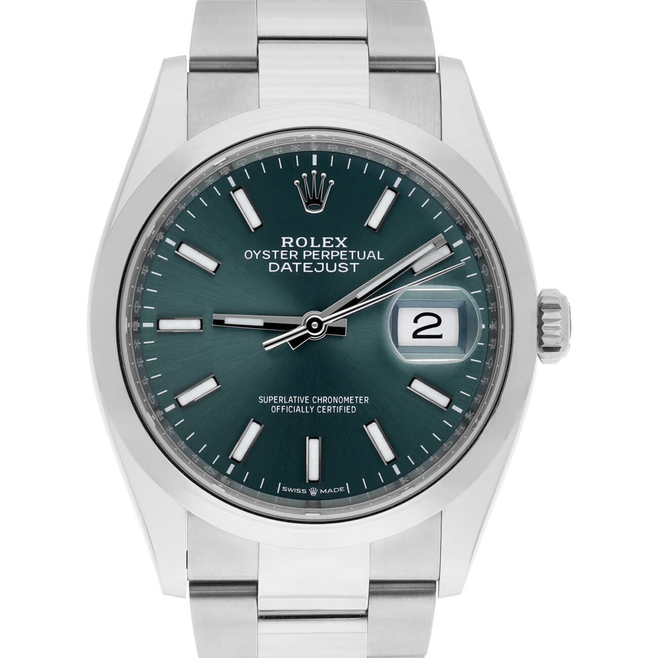 Rolex 126200 Datejust 36mm Green Index Dial Oyster Bracelet 2022 COMPLETE MINT