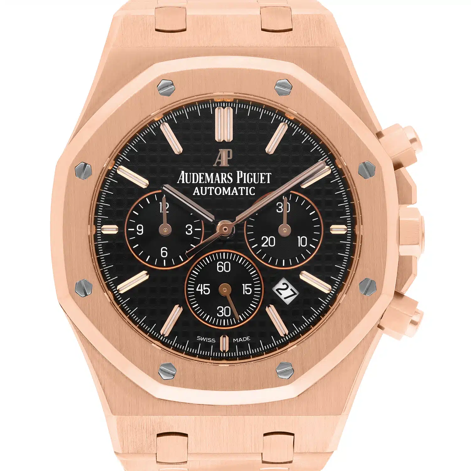 AP Royal Oak Chrono Rose Gold Black Mens Watch