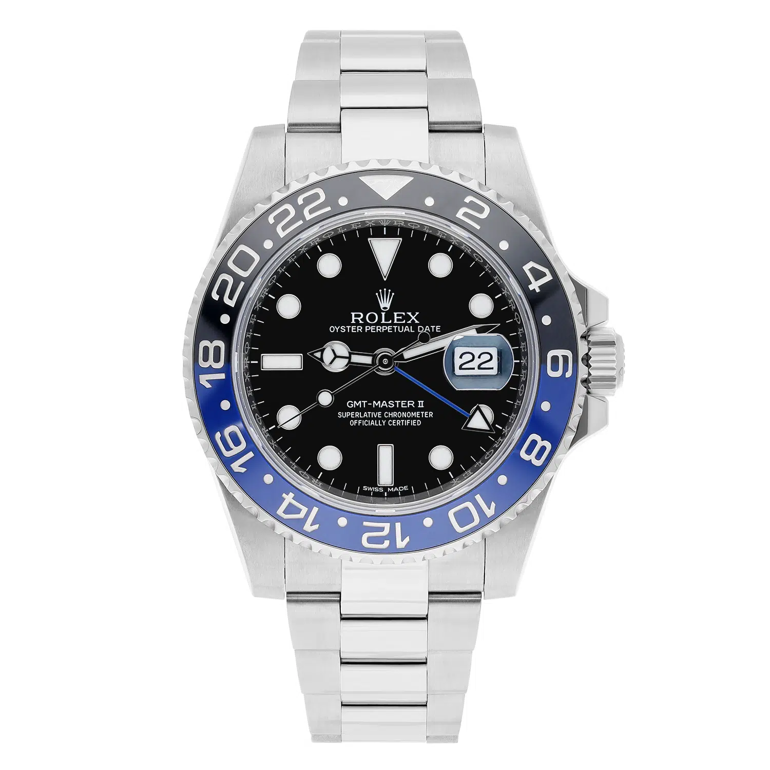 Rolex GMT-Master II 116710BLNR Batman, stainless steel, Oyster bracelet, black dial