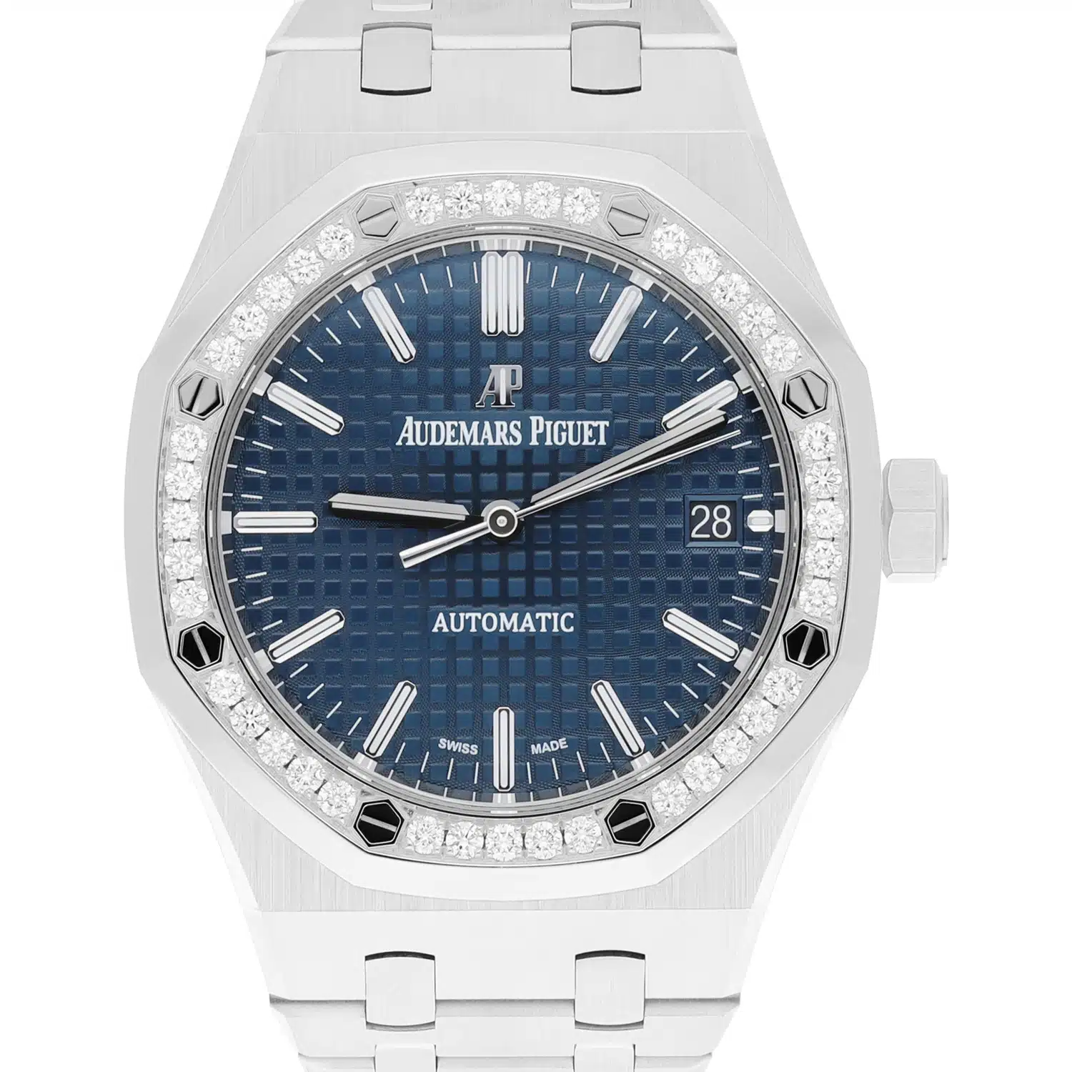 Audemars Piguet Royal Oak Automatic Factory Diamond Bezel Blue Dial 37mm Watch