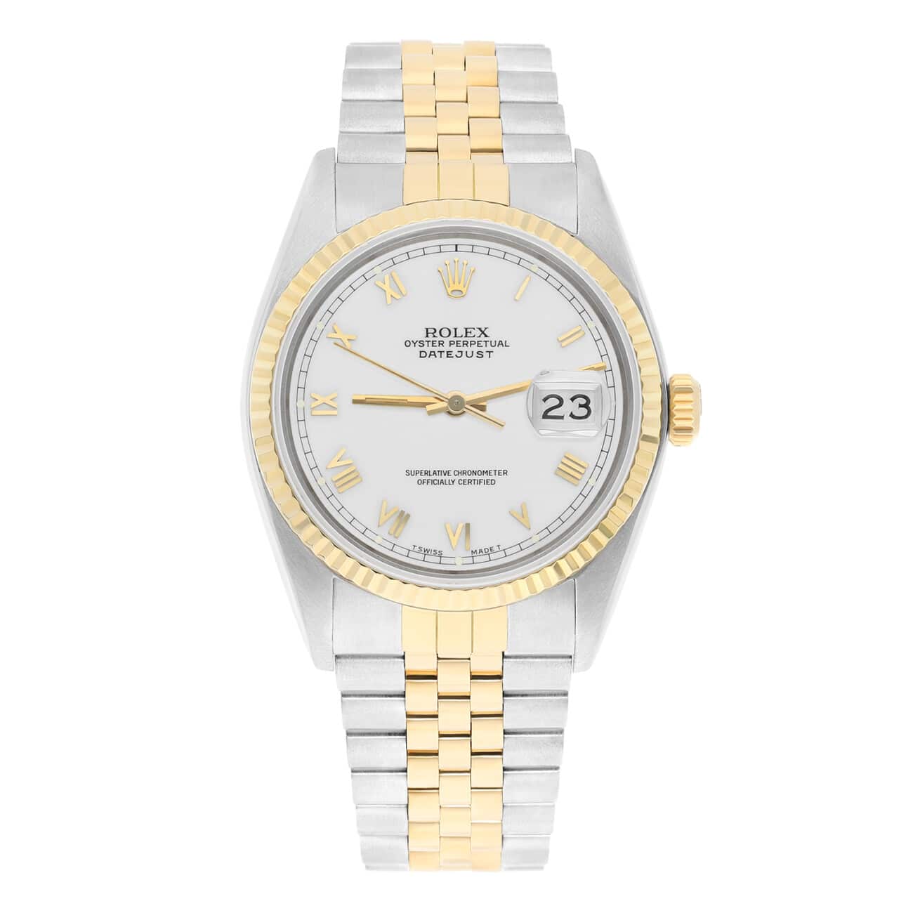 Rolex Datejust 36mm Two Tone White Roman Numeral Dial Jubilee 16013 Circa 1986