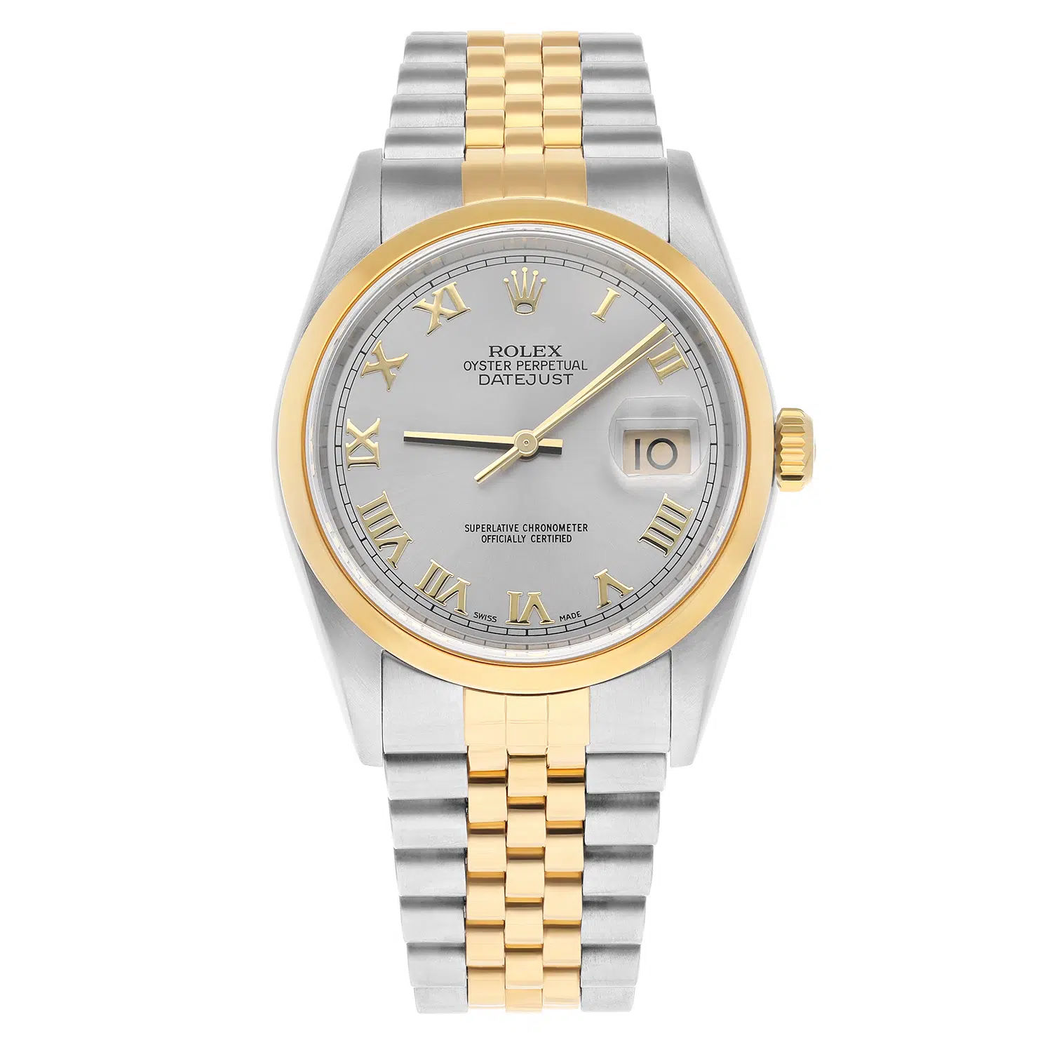 Rolex Datejust 36 Steel & Gold 16203 Silver Roman Jubilee Complete 2003 – image 2